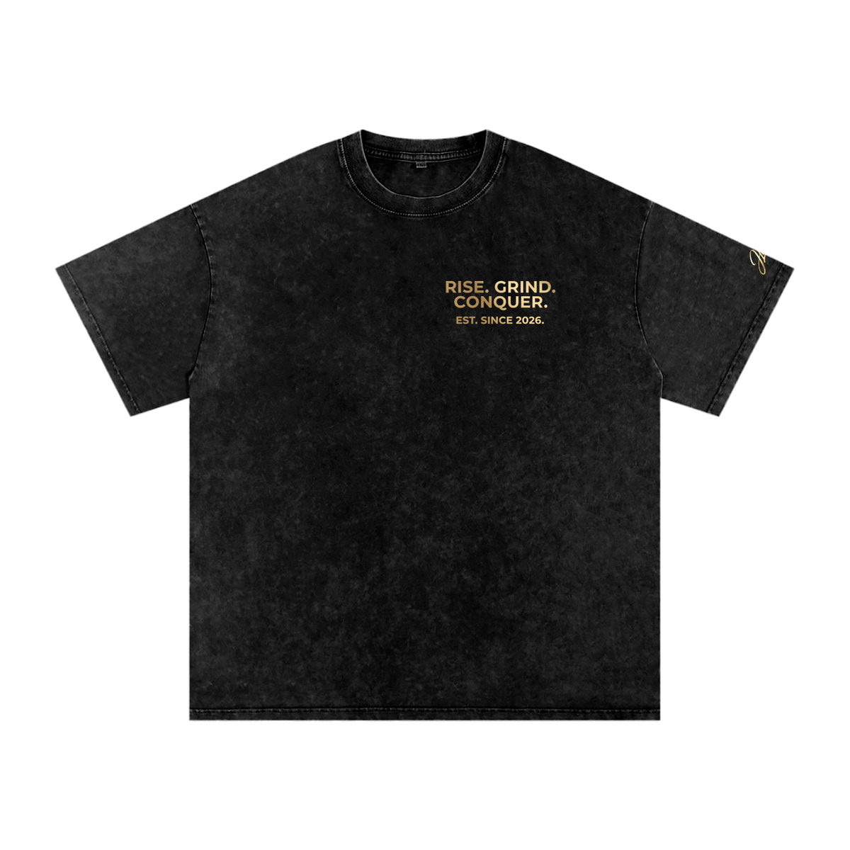 Rise. Grind. Conquer. Washed Oversized Cotton T-Shirt (Limited)