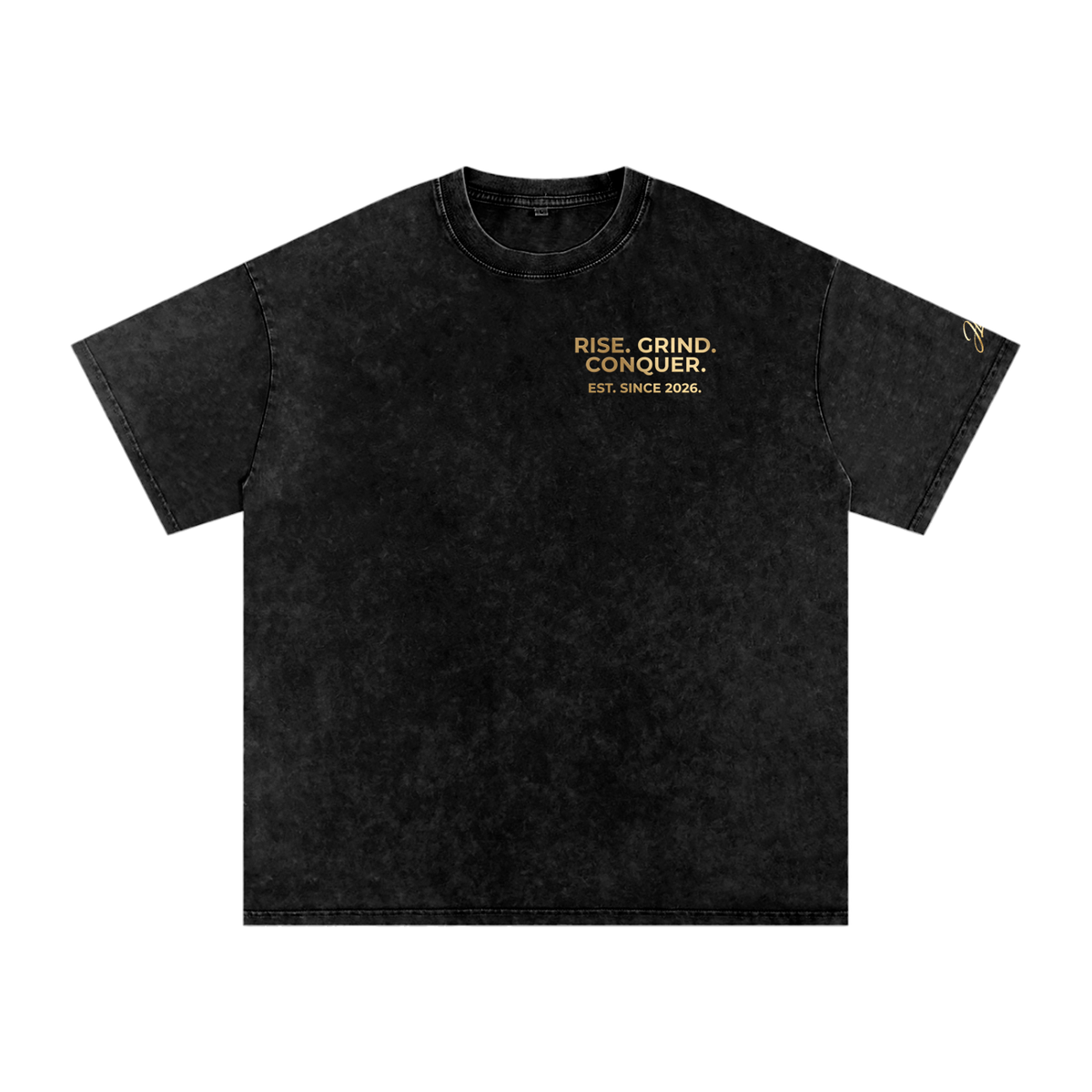 Rise. Grind. Conquer Snow Washed Oversized Cotton T-Shirt (Limited)